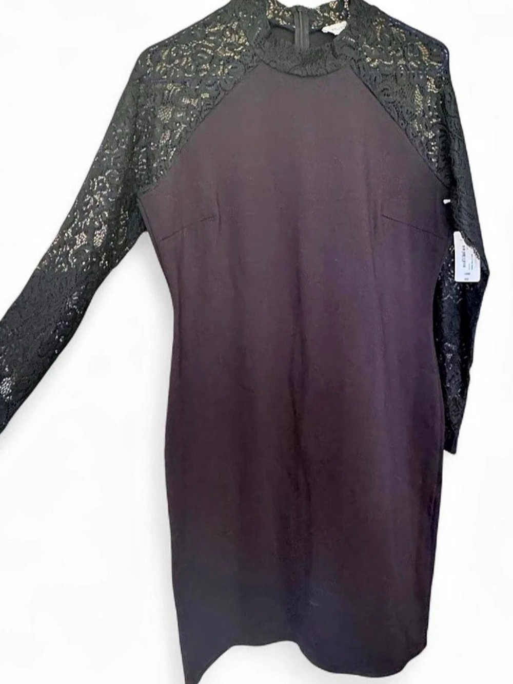 Belle Sky Lace Sleeve Mini Dress in Black Large NWT
